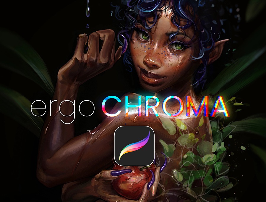 专业卡通漫画水彩绘画着色iPad Procreate笔刷设计素材 ergoCHROMA – Procreate Brushset 笔刷资源 第1张