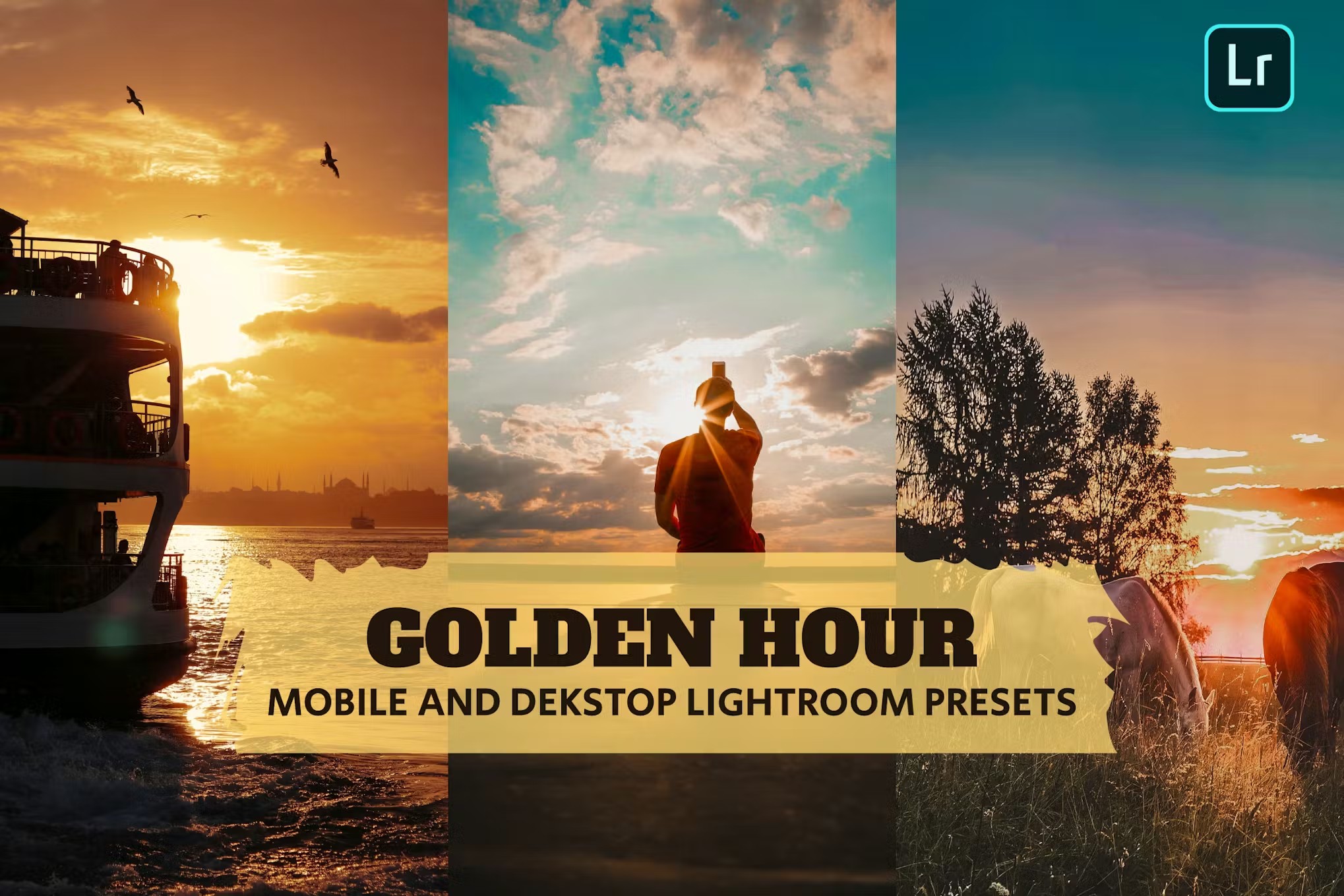 7组日落旅行博主摄影照片调色Lightroom预设 Golden Hour Lightroom Presets Dekstop and Mobile 插件预设 第1张