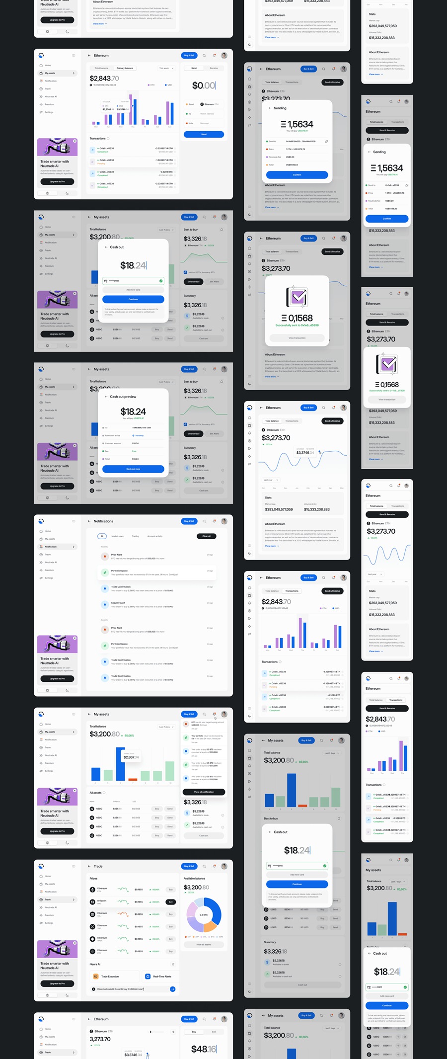 500+现代极简双色加密货币金融代币AI人工智能网站页面APP应用程序仪表盘UI设计套件Neutrade – Crypto AI UI Kit APP UI 第13张