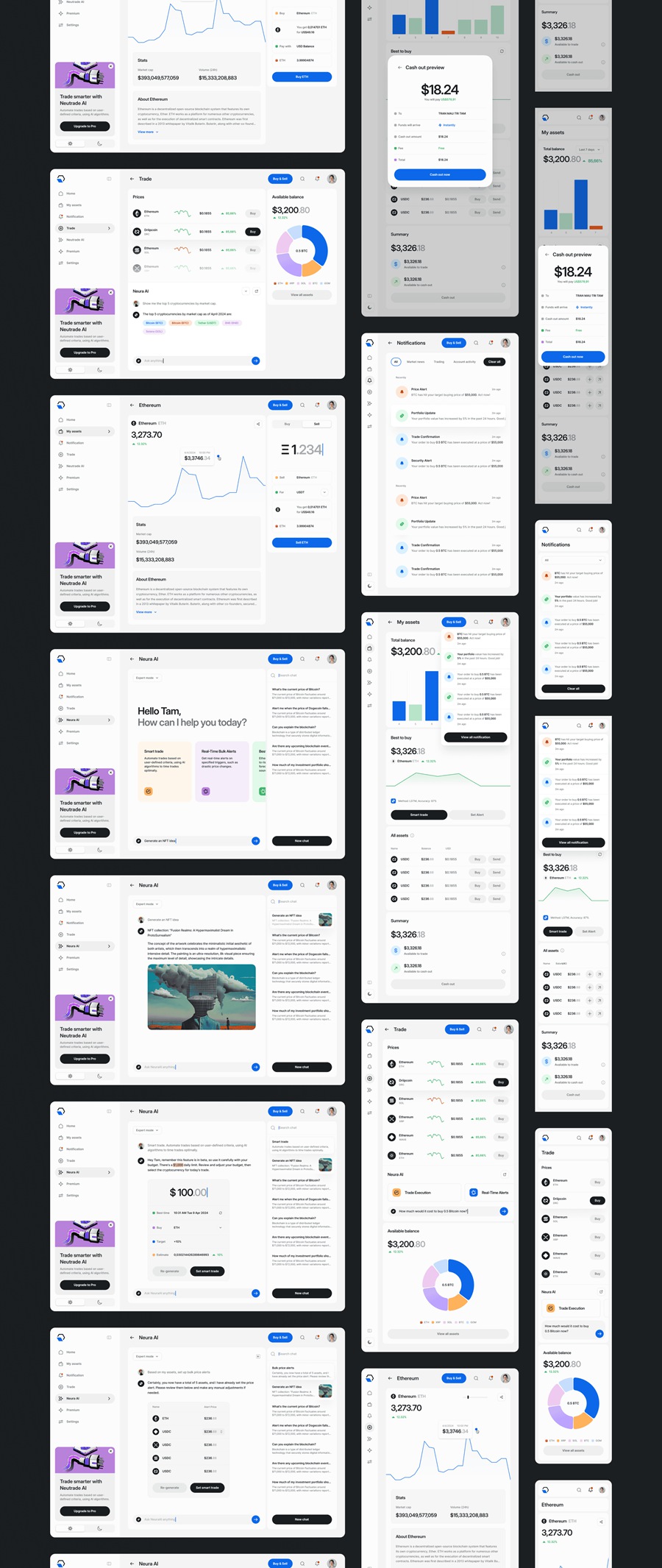 500+现代极简双色加密货币金融代币AI人工智能网站页面APP应用程序仪表盘UI设计套件Neutrade – Crypto AI UI Kit APP UI 第14张