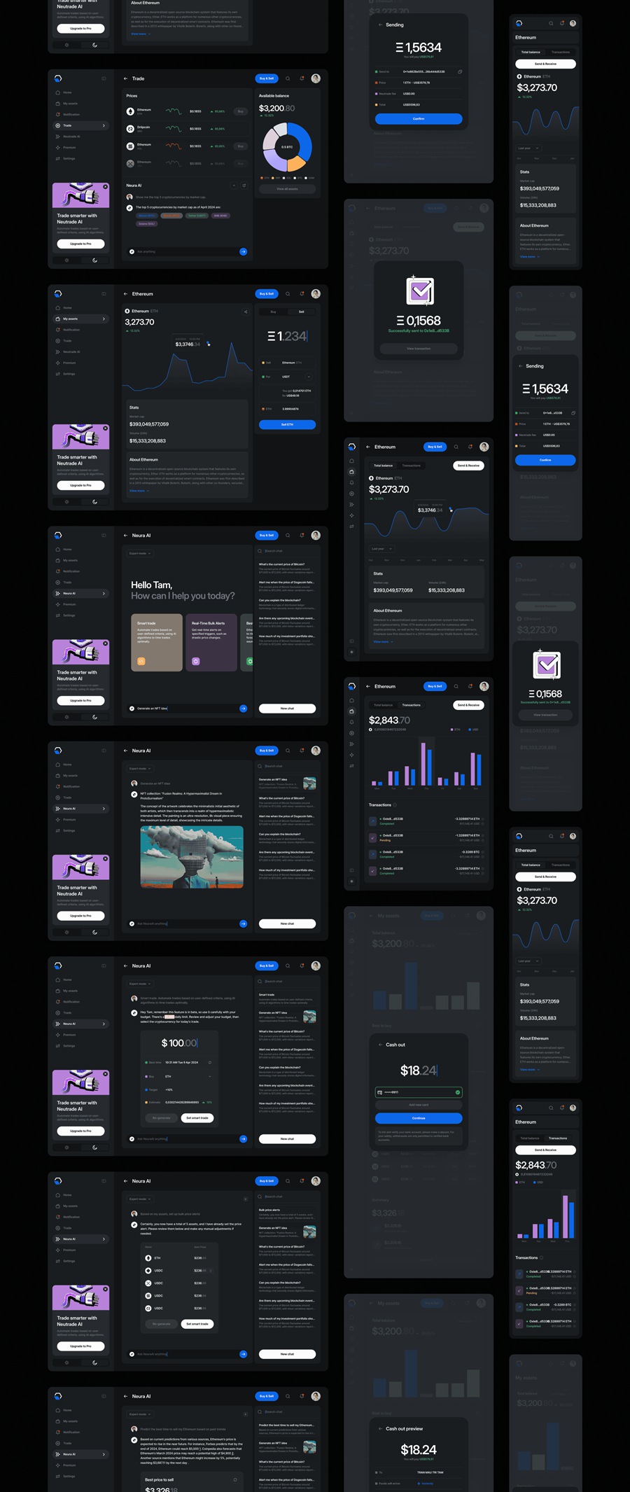 500+现代极简双色加密货币金融代币AI人工智能网站页面APP应用程序仪表盘UI设计套件Neutrade – Crypto AI UI Kit APP UI 第20张