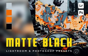 6组哑光黑色电影婚礼旅行摄影照片调色Lightroom预设 6 Matte Black Lightroom and Photoshop Presets
