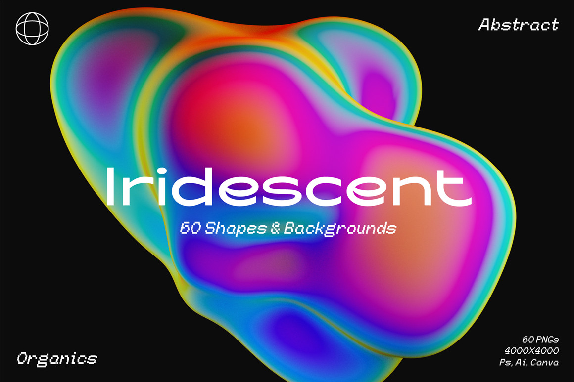 IRIDESCENT 60个趣味活力3D抽象颗粒感渐变液体流体斑点形状海报背景素材包 3D ORGANIC SHAPES 图片素材 第2张