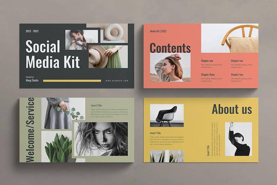 时尚品牌社交媒体套件介绍演示文稿设计ppt+Keynote模版 Social Media Kit PowerPoint+Keynote Presentation Template 幻灯图表 第5张