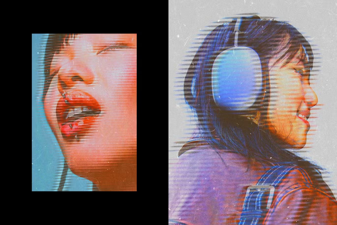 潮流酸性VHS信号故障模拟照片效果PS特效滤镜样机模板 Acid VHS Photo Effect 插件预设 第3张