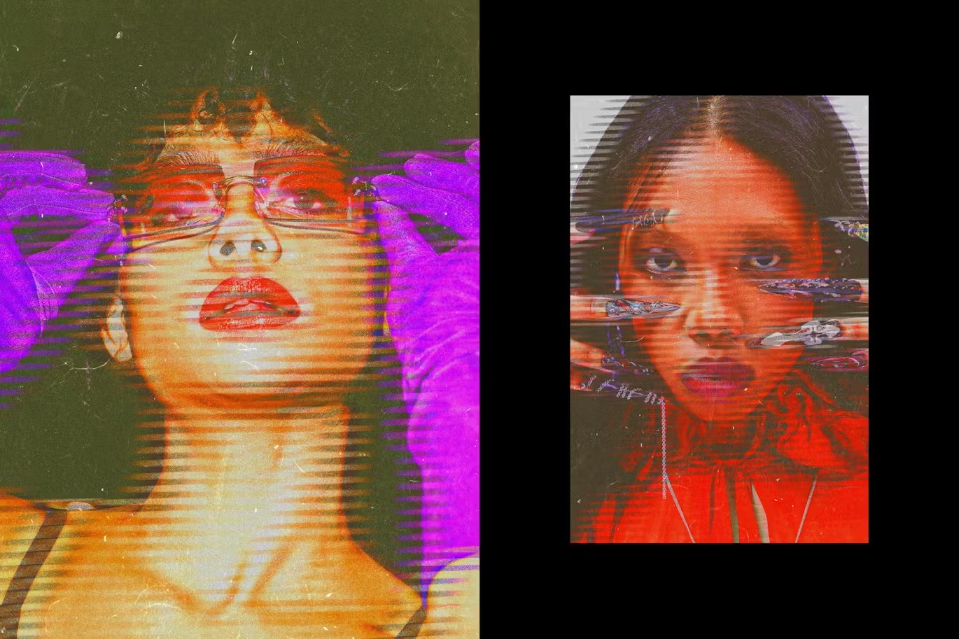 潮流酸性VHS信号故障模拟照片效果PS特效滤镜样机模板 Acid VHS Photo Effect 插件预设 第7张