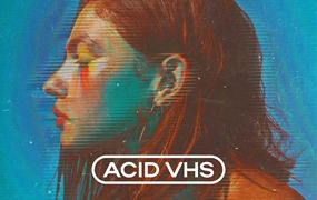 潮流酸性VHS信号故障模拟照片效果PS特效滤镜样机模板 Acid VHS Photo Effect