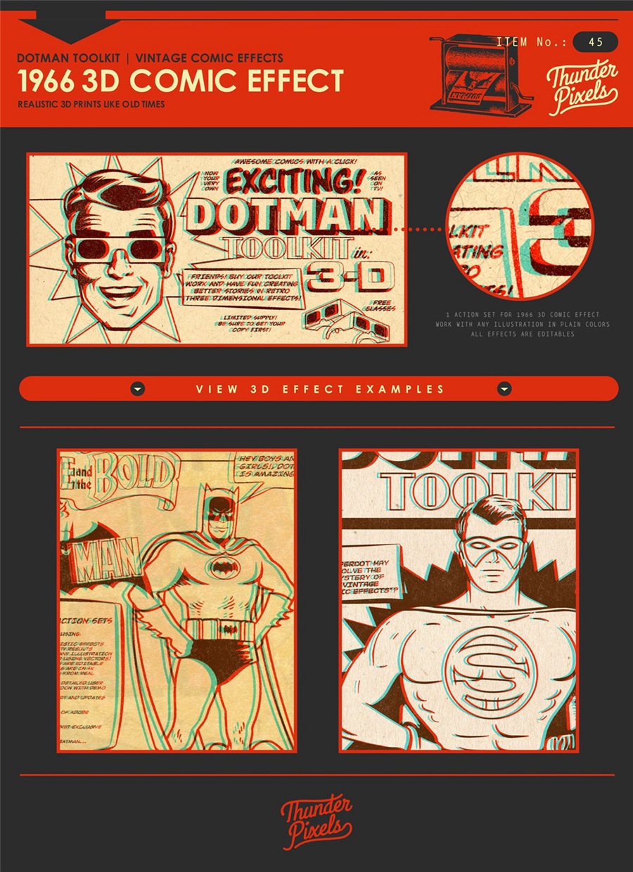 DotMan ToolKit 80年代复古美学波普艺术漫画半色调纸质扫描印刷墨迹纹理包 Vintage Comic Effects 图片素材 第6张