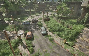 UE素材 世界末日废弃城市街头房屋汽车3D模型 Unreal Engine – Post Apocalyptic District