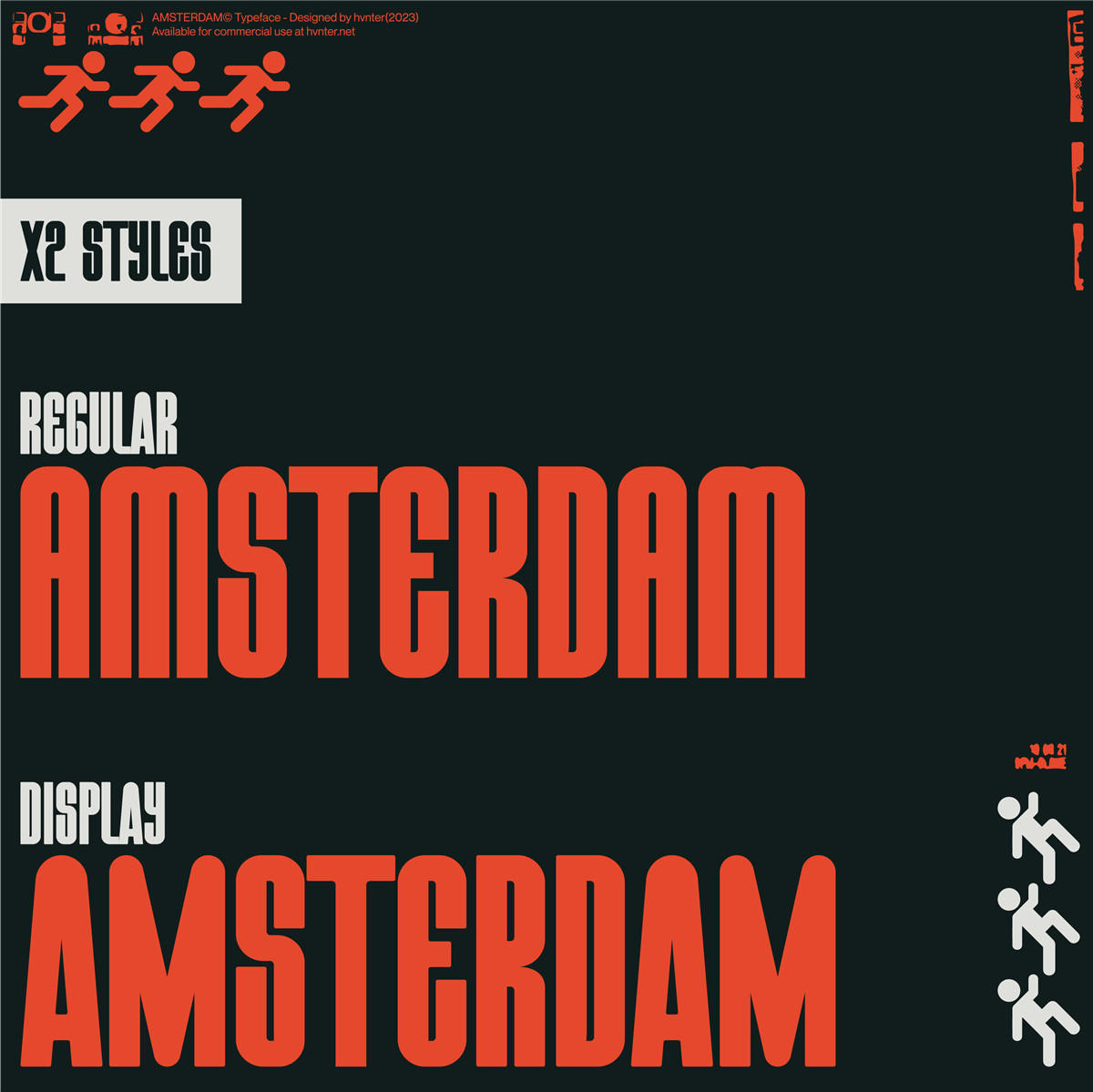 英文字体：科技未来赛博朋克机能标题排版logo装饰无衬线字体 HVNTER - AMSTERDAM 设计素材 第2张