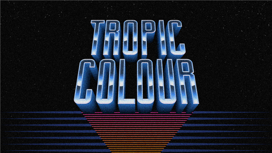 Tropic Colour 80年代复古创意金属渐变3D漫反射排版视觉效果标题AE/PR模板工具包+VHS叠加视频素材 80’S RETRO FILM TITLES . 第5张