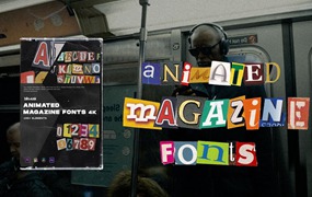 Blindusk 135个复古剪纸手工拼贴艺术杂志英文字母数字动画PNG+4K视频素材包 ANIMATED MAGAZINE FONTS
