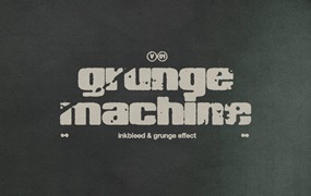 32款复古做旧水墨印刷磨损打印文本LOGO特效PS动作+纸张肌理图片套装 Grunge Machine Photoshop Inkbleed and Grunge Effect Action