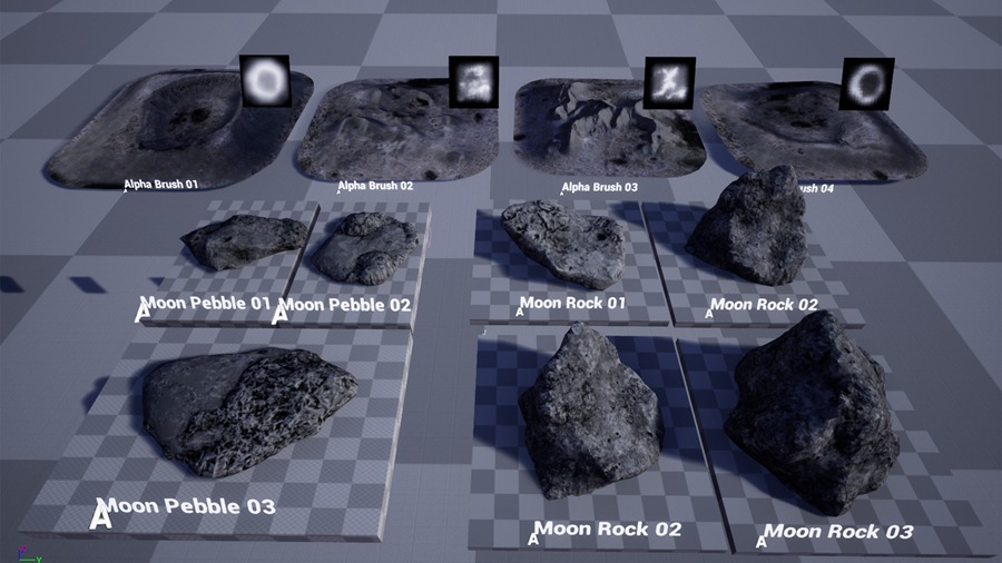 UE素材 月球背景山脉岩石地质3D模型 Unreal Engine – Brushify – Moon Pack 样机素材 第4张