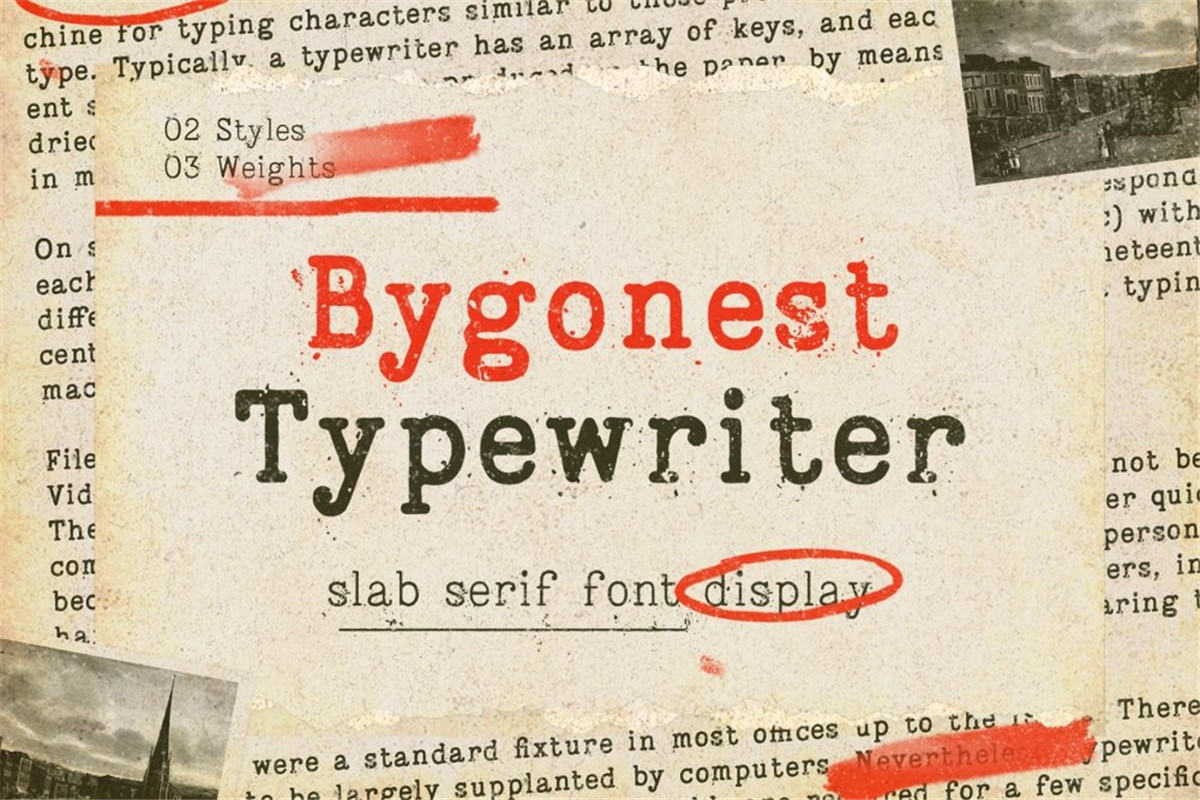 英文字体：复古老式喷墨打字机效果Logo标题衬线英文字体素材 Bygonest – Old Typewriter Font , 第1张