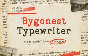 英文字体：复古老式喷墨打字机效果Logo标题衬线英文字体素材 Bygonest – Old Typewriter Font