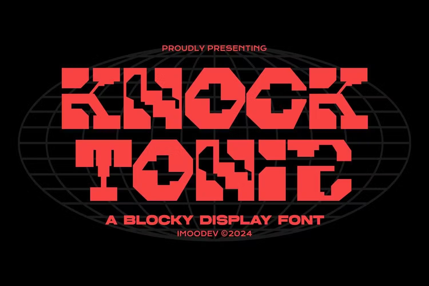 未来科幻赛博朋克品牌海报数字设计装饰英文字体安装包 Knock Tonic – Blocky Futuristic Font 设计素材 第1张