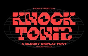 未来科幻赛博朋克品牌海报数字设计装饰英文字体安装包 Knock Tonic – Blocky Futuristic Font