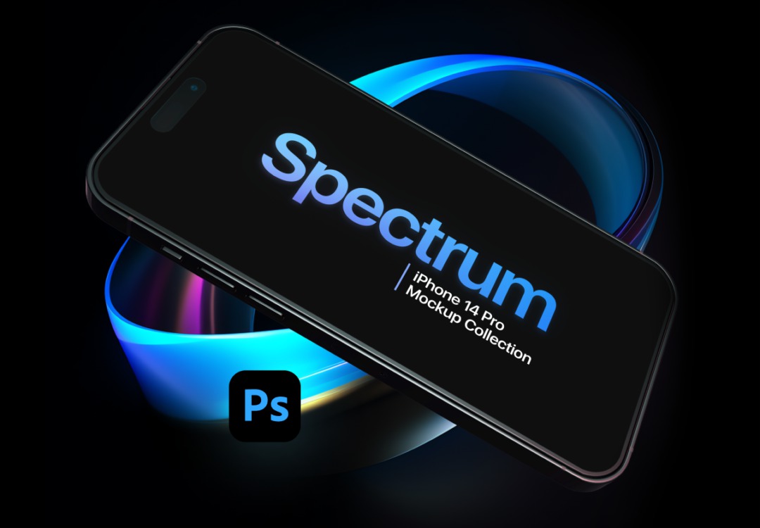 20款创意未来科幻苹果iPhone 14 Pro屏幕演示贴图PSD样机模板设计素材 Spectrum – iPhone 14 Pro Mockup Collection , 第1张