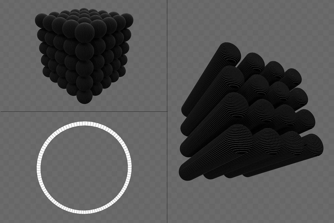 390+款未来科幻赛博朋克5K高清黑白抽象3D几何图形PNG免抠图设计素材 390+ Lines & Dots 3D Shapes 图片素材 第9张