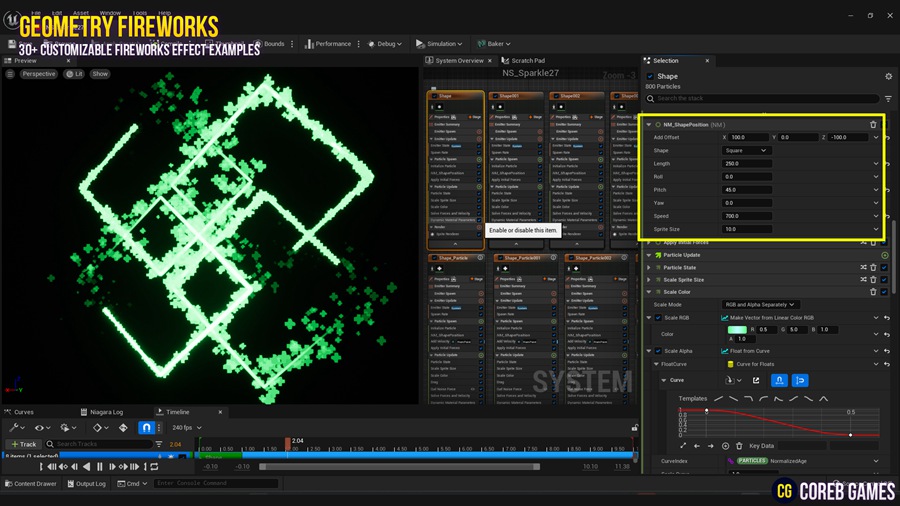 UE素材 火焰能量几何烟花粒子运动模拟视觉特效预设包素材 Geometry Fireworks VFX Pack 样机素材 第16张