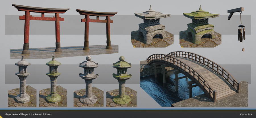 Blender模型 日式风格村庄房屋建筑3D模型+中文视频教程 Japanese Village Kitbash 设计教程 第12张