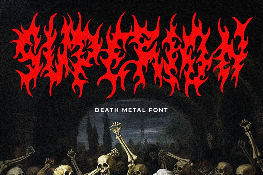 哥特式恐怖死亡金属美学设计装饰英文字体安装包 PC Superion – Death Metal Font 设计素材 第1张