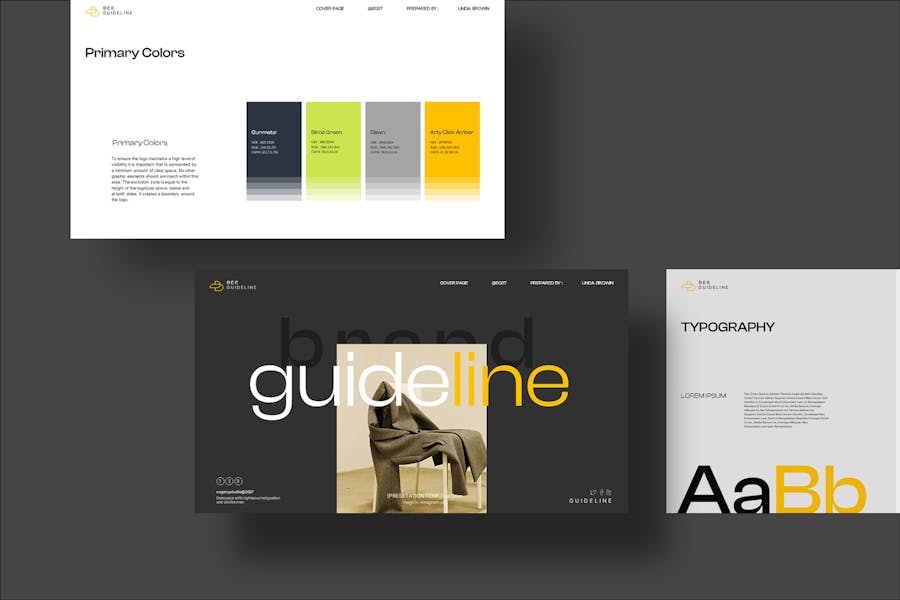 现代简约品牌市场商业计划介绍演示文稿设计Keynote模版 Bee Brand Guideline Keynote Template , 第2张