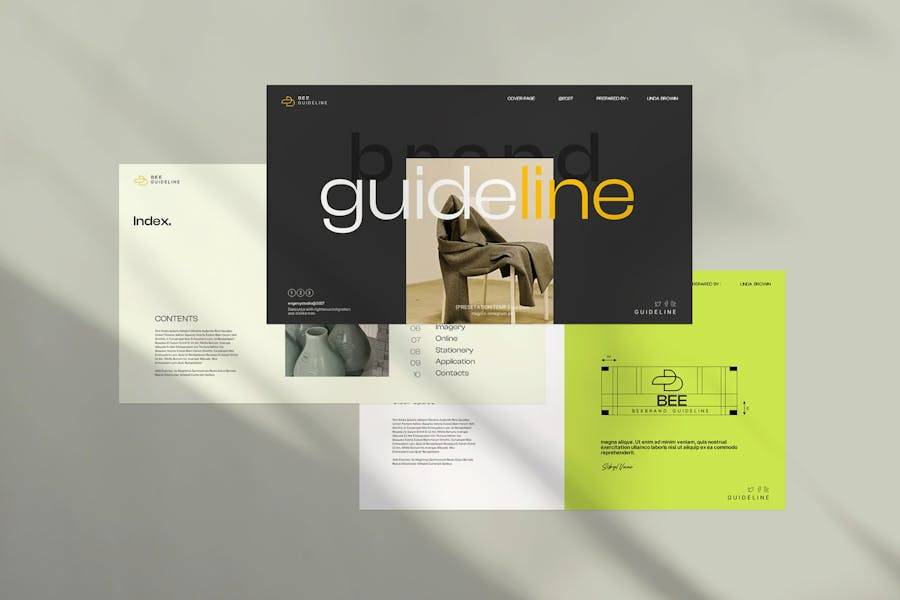 现代简约品牌市场商业计划介绍演示文稿设计Keynote模版 Bee Brand Guideline Keynote Template , 第6张