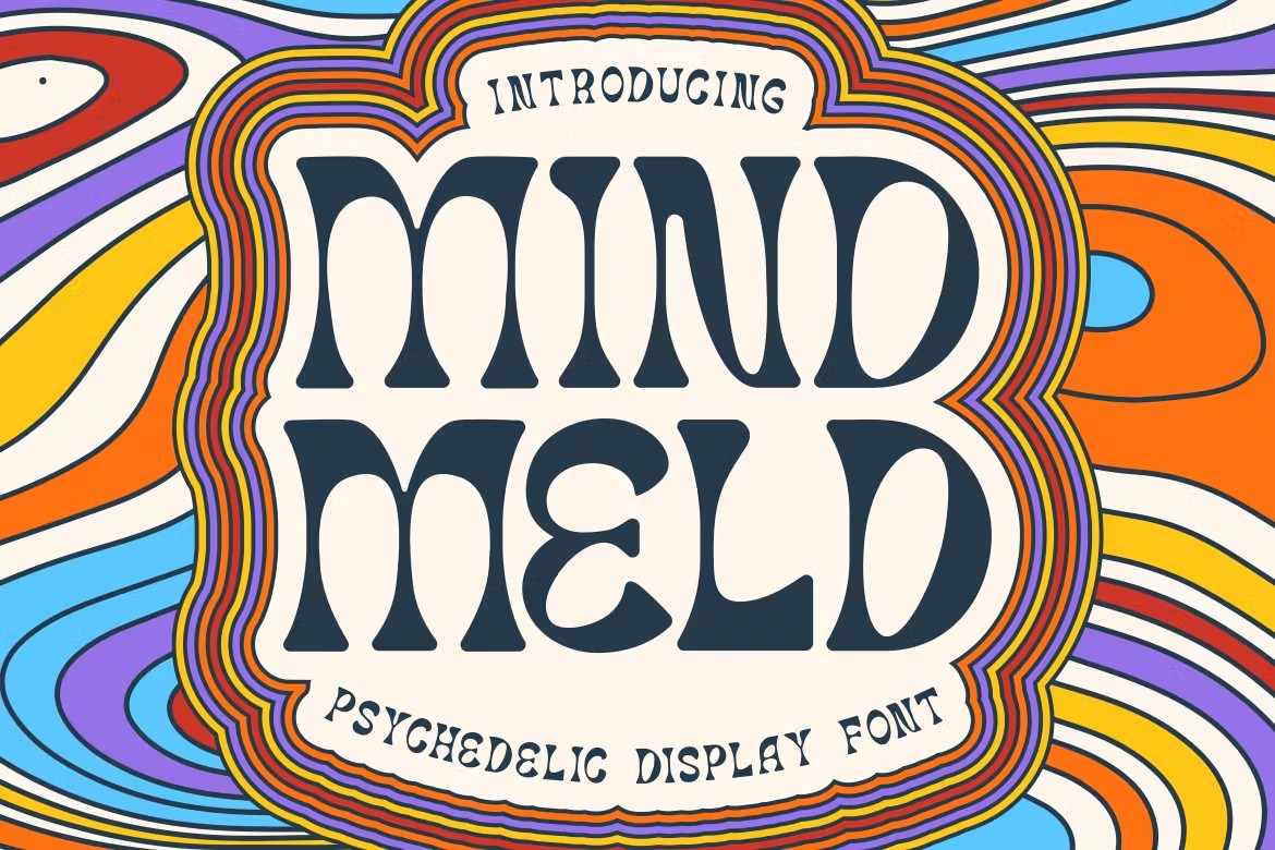 迷幻复古杂志海报包装设计装饰英文字体安装包 Mind Meld – Psychedelic Display Font , 第1张