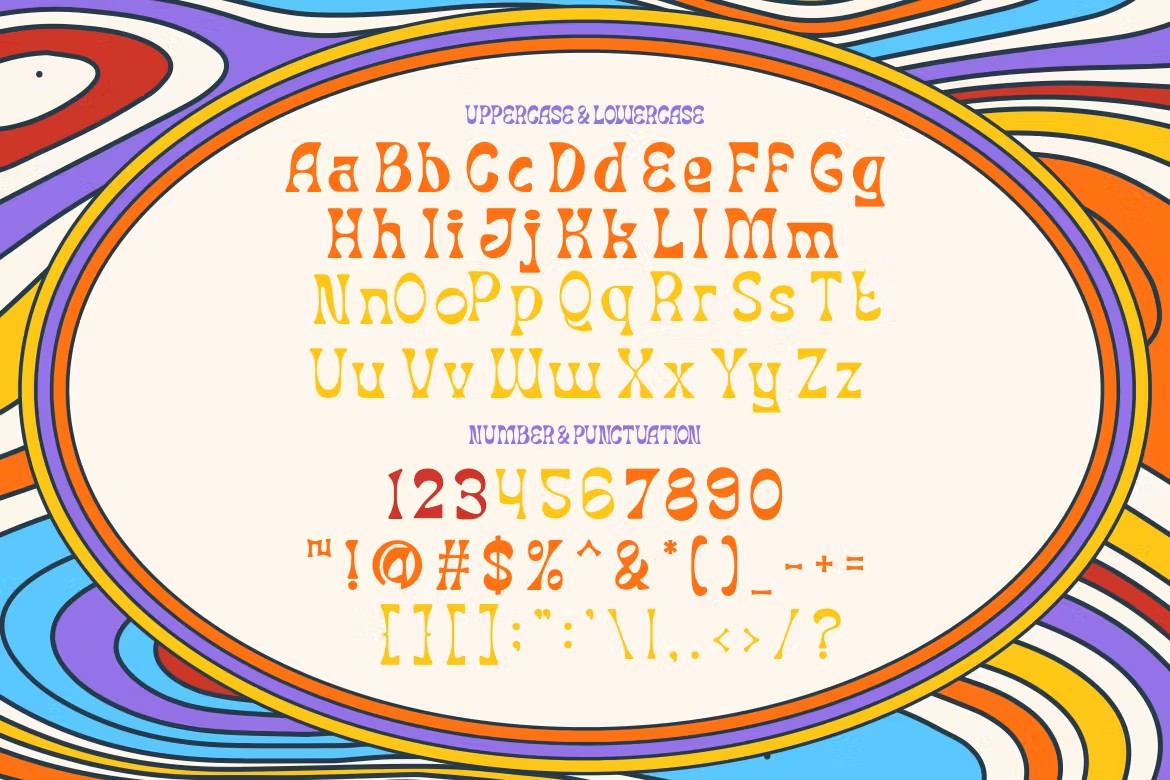 迷幻复古杂志海报包装设计装饰英文字体安装包 Mind Meld – Psychedelic Display Font , 第5张