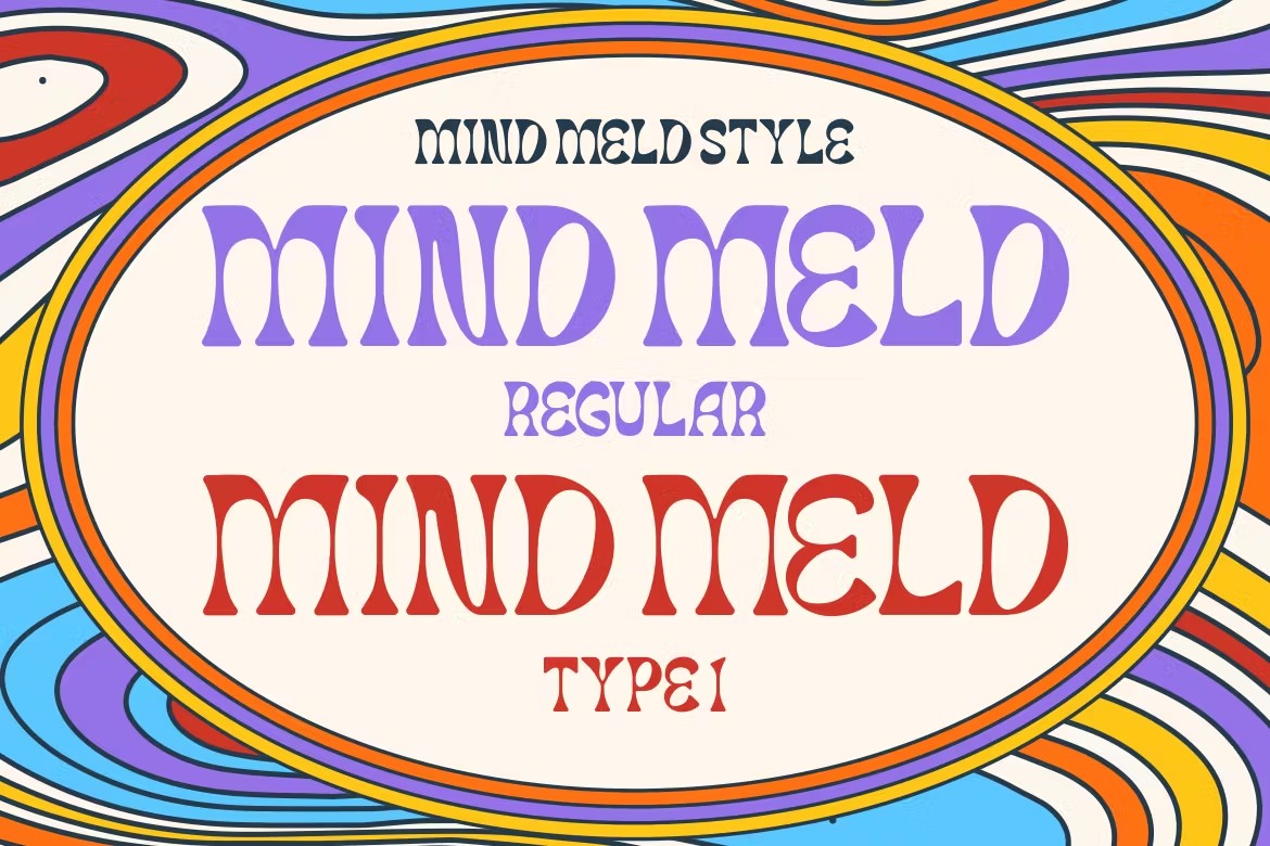 迷幻复古杂志海报包装设计装饰英文字体安装包 Mind Meld – Psychedelic Display Font , 第9张