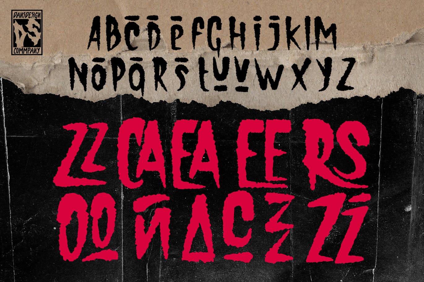 复古赛博朋克品牌服装徽标设计y2k装饰英文字体安装包 Vampire Hunters Horror Display Font 设计素材 第3张