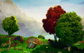 UE素材 风格化多边形游戏场景树叶树木河流山地3D模型 Unreal Engine – Dreamscape Nature : Meadows – Stylized Open World Environment