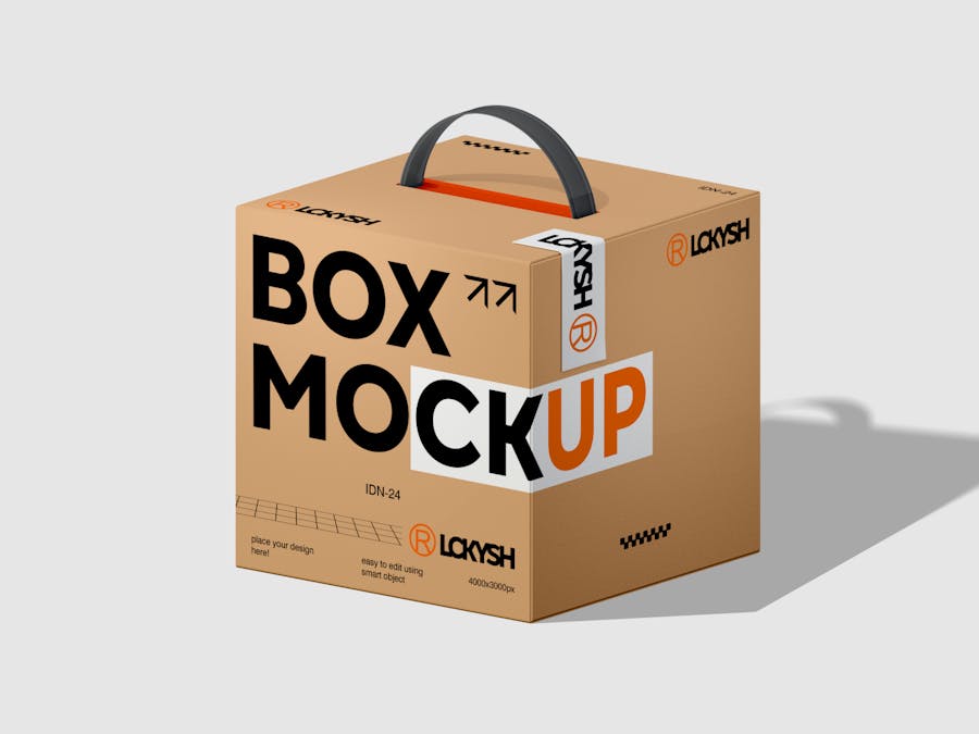 时尚方形手提产品包装纸盒设计展示效果图PS贴图样机模板 Box Mockup 样机素材 第3张