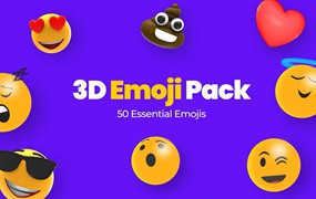 FCPX插件：51款趣味卡通现代3D表情包emoji符号图标演示动画套装