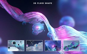 17款未来科幻3D流体金属赛博朋克抽象艺术科技海报设计ps源文件