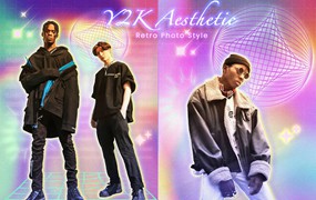 复古酸性迷幻Y2K元素叠加图片后期PSD特效样机 Y2K Aesthetic Retro Photo Style