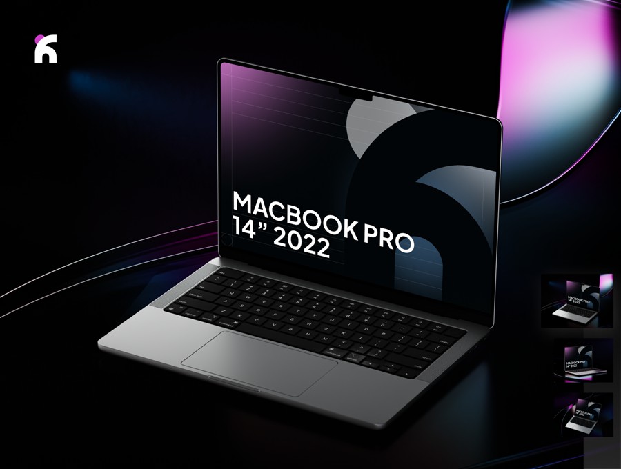 黑化风苹果MacBook Pro笔记本电脑演示效果图PS贴图样机模板素材 Janhae – Macbook Pro Dark & Colorful Mockup v.01 , 第2张