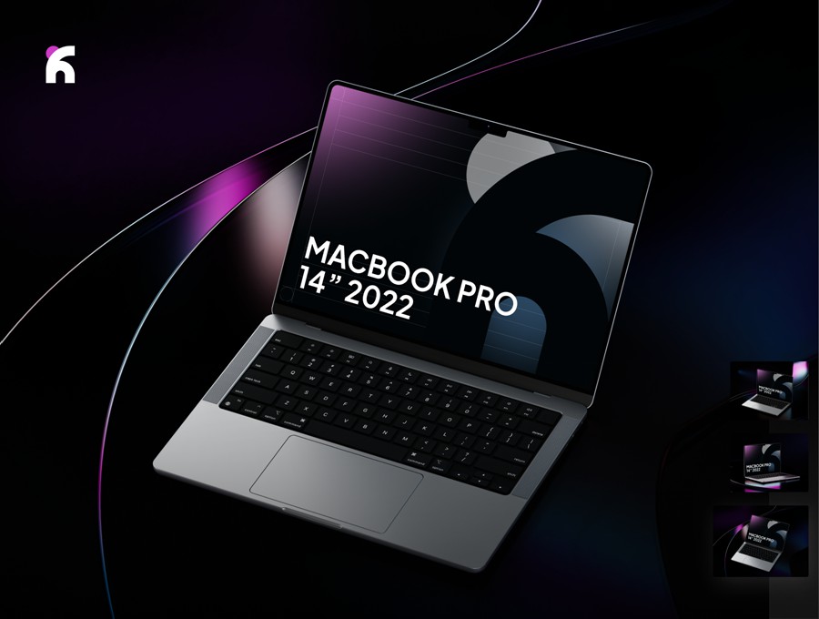 黑化风苹果MacBook Pro笔记本电脑演示效果图PS贴图样机模板素材 Janhae – Macbook Pro Dark & Colorful Mockup v.01 , 第4张