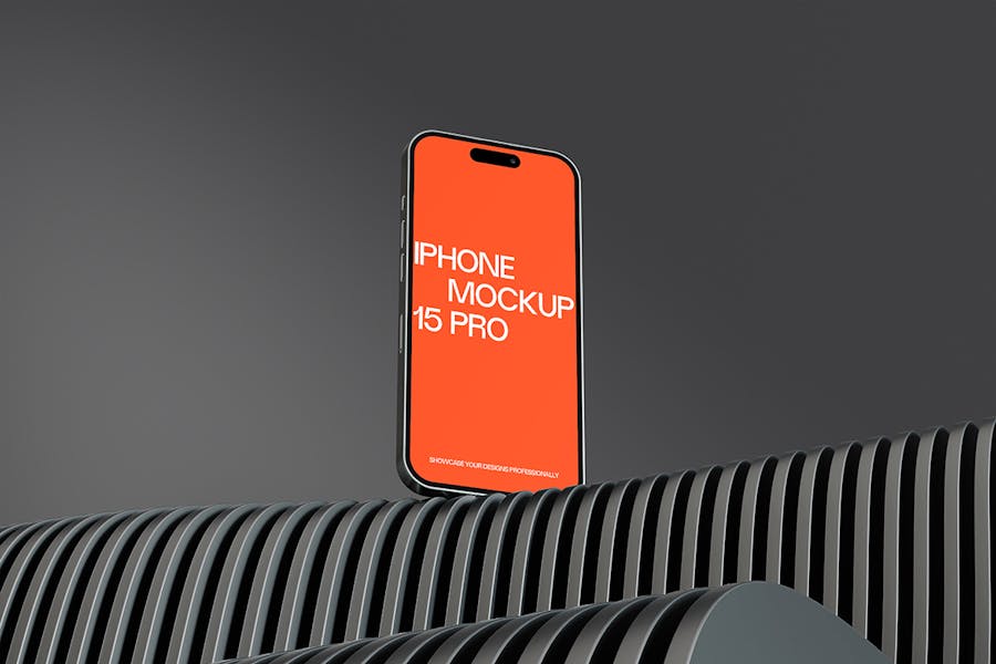 高级工业风苹果iphone 15 pro智能手机展示效果图PSD样机模板素材 IPhone 15 Pro Mockup , 第3张