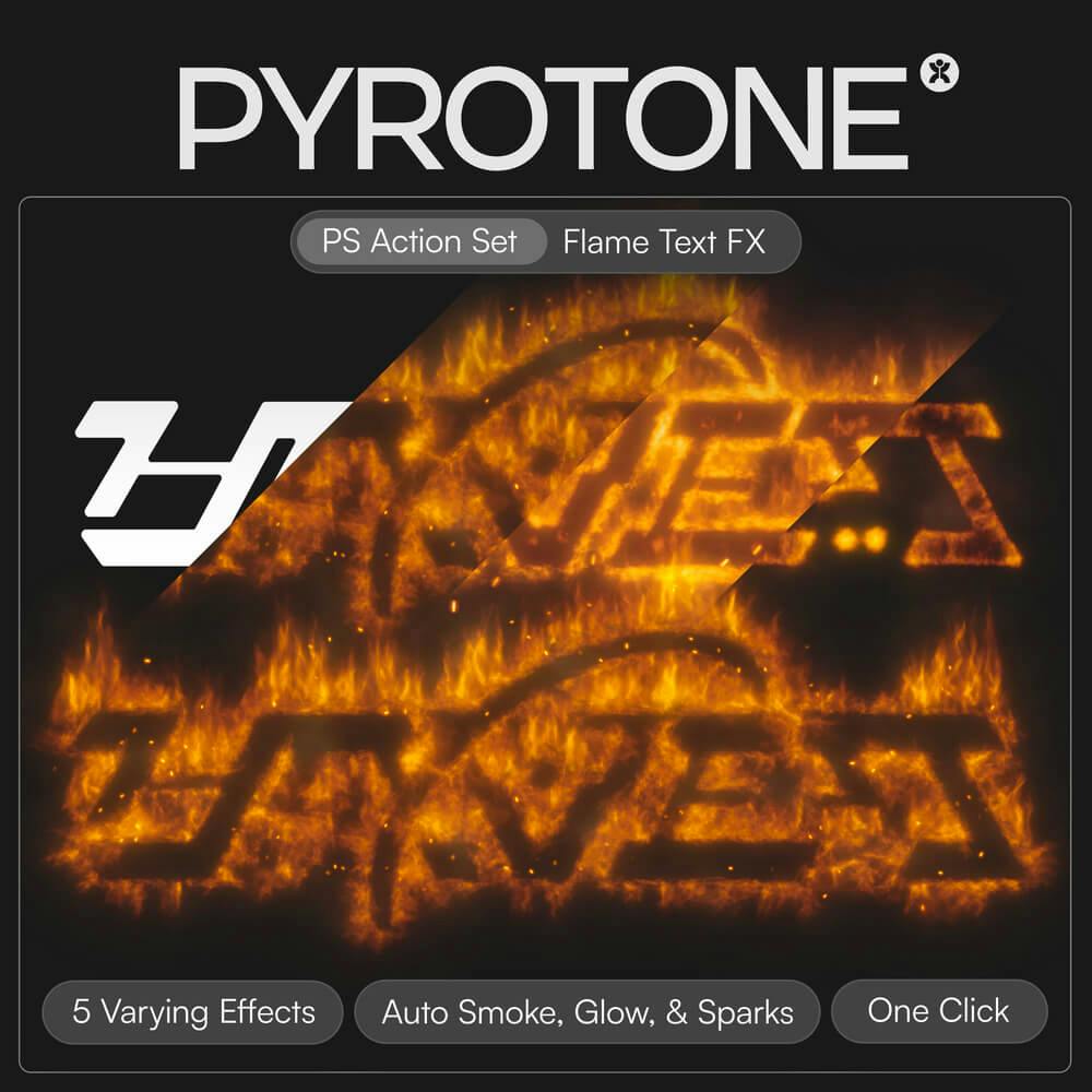 炫酷真实火焰燃烧烟雾辉光文字图形logo特效PS动作设计套装 Pyrotone by Doron Supply , 第1张