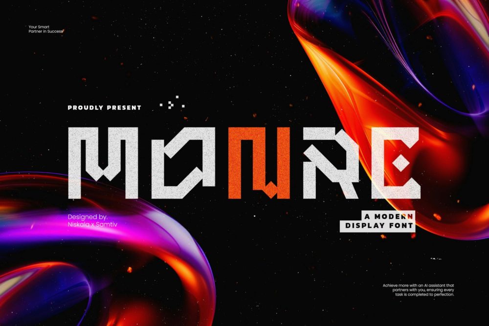 未来科幻海报包装徽标设计无衬线英文字体安装包 Monre – A Futuristic Display Typeface 设计素材 第1张