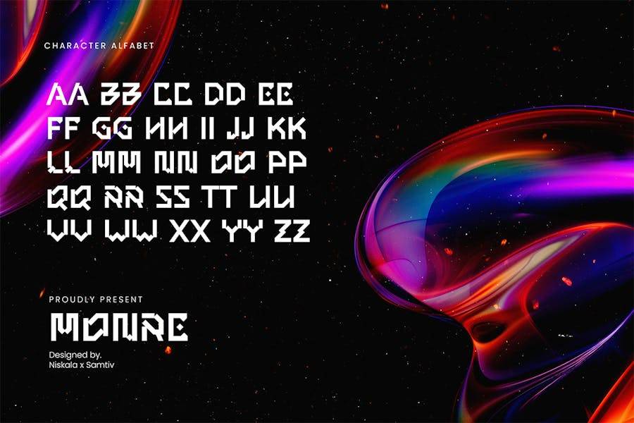 未来科幻海报包装徽标设计无衬线英文字体安装包 Monre – A Futuristic Display Typeface 设计素材 第2张