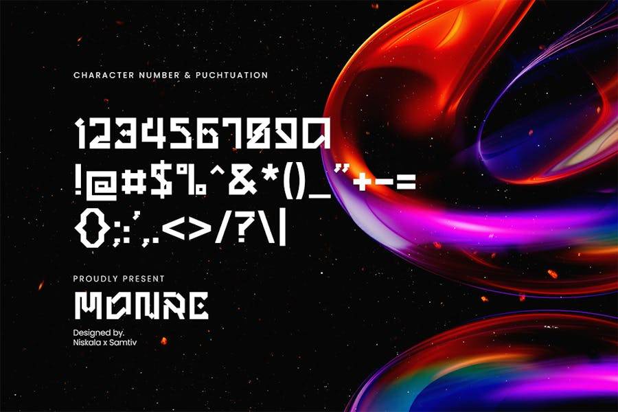 未来科幻海报包装徽标设计无衬线英文字体安装包 Monre – A Futuristic Display Typeface 设计素材 第3张