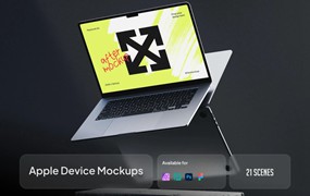 21款黑化风苹果iphone手机macbook电脑ipad平板贴图样机ps/figma/affinty photo模板素材 Apple Device Mockups Yunda