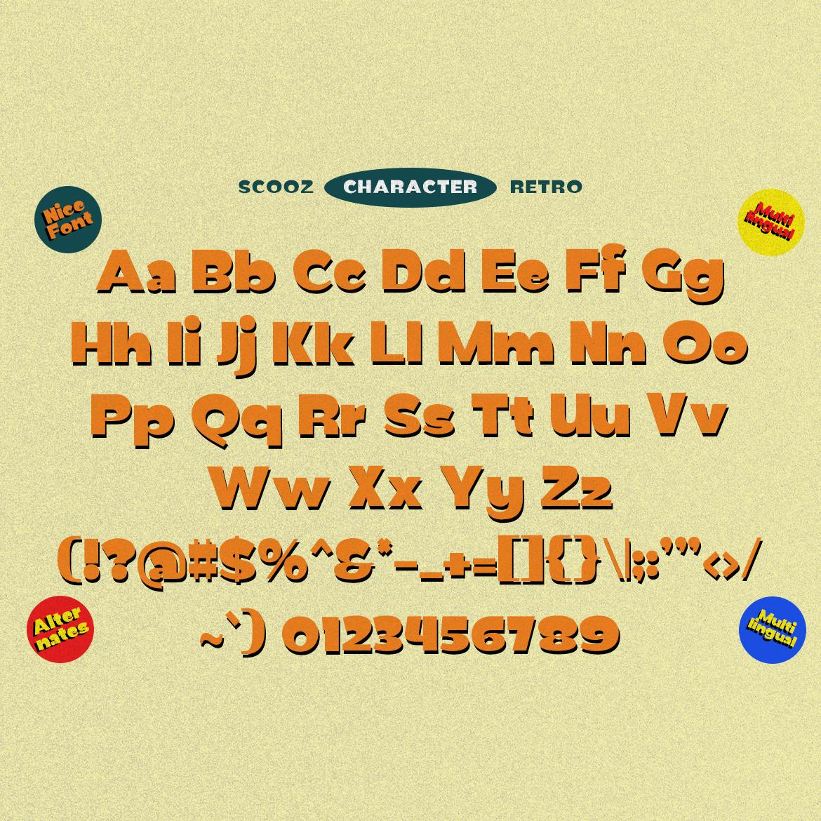 现代复古品牌海报徽标设计无衬线英文字体安装包 Scooz – A Fun Retro Font 设计素材 第4张