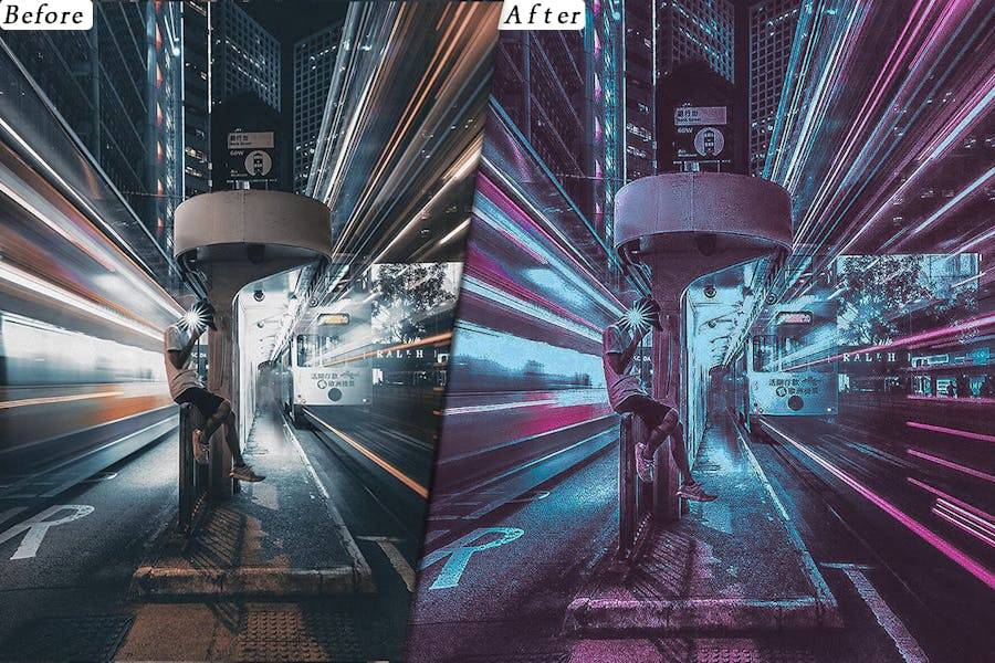 未来派城市街头电影摄影照片调色Lightroom&LUTs预设 Futuristic Mood Presets – luts Video Premiere Pro 插件预设 第4张