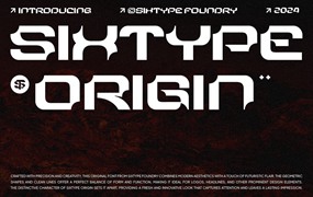 未来科幻海报徽标设计y2k装饰英文字体安装包 Sixtype Origin Font