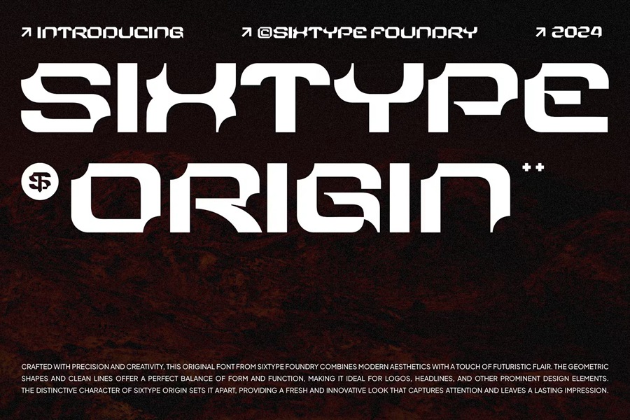 未来科幻海报徽标设计y2k装饰英文字体安装包 Sixtype Origin Font , 第1张